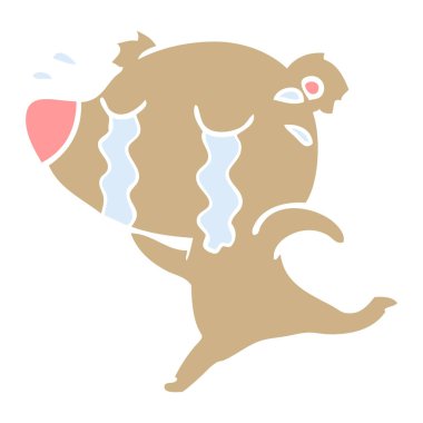 düz renk stil çizgi film ayı ağlıyor