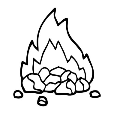 kömürlerin yanma siyah beyaz çizgi film