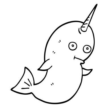 çizgi çizme çizgi film beyaz boynuzlu balina