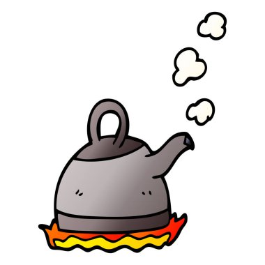 çizgi film doodle çaydanlık ocakta