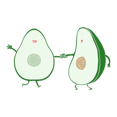 düz renk stil çizgi film avokado dans