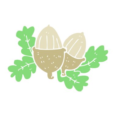 meşe palamudu düz renkli çizimi