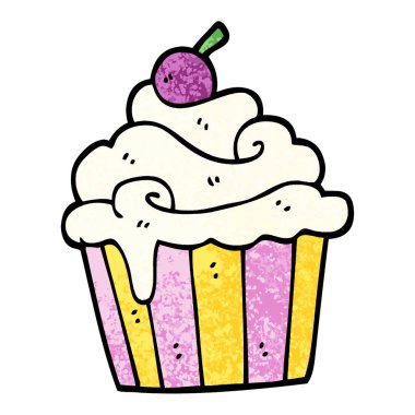 Grunge dokulu illüstrasyon karikatür kek