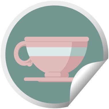 Kahve Kupası grafik vektör çizim dairesel etiket