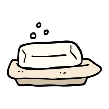 el çizilmiş doodle tarzı çizgi film sabun ve çanak