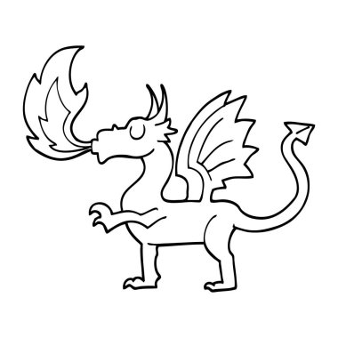 siyah ve beyaz karikatür kırmızı ejderha