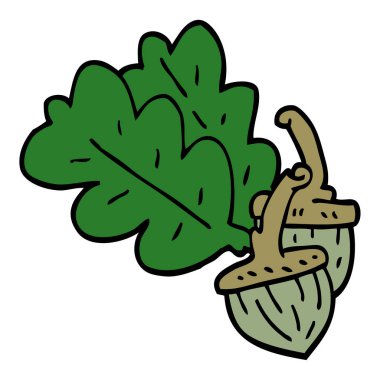 Beyaz arka plan, vektör, illüstrasyon izole karikatür doodle meşe palamudu düz simgesi