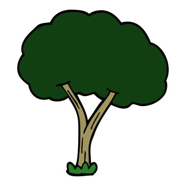 çizgi film doodle çiçek açan ağaç