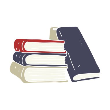 kitap yığını düz renkli çizimi