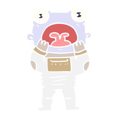 düz renk tarzı çizgi film uzaylı sürpriz nefes nefese