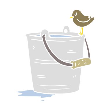 düz renk tarzı çizgi film kova su