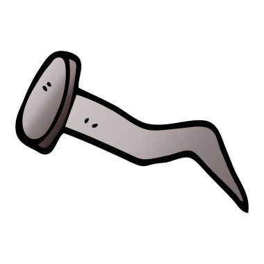 çizgi film doodle bükülmüş demir çivi, vektör çizim