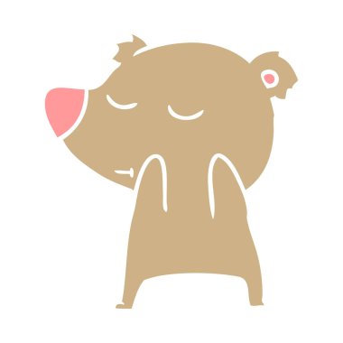 mutlu düz renk tarzı çizgi film ayı