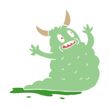 çizgi film doodle iblis düz simgesi izole beyaz arka plan, vektör, illüstrasyon, Cadılar Bayramı kavramı 