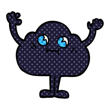 Doodle kara bulut karakter karikatür