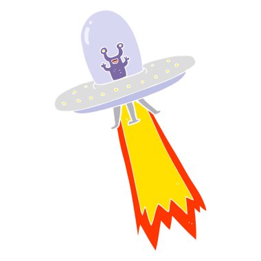 uçan daire düz renkli çizimi