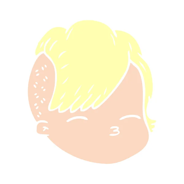 平板彩色动画片女性脸 — 图库矢量图片
