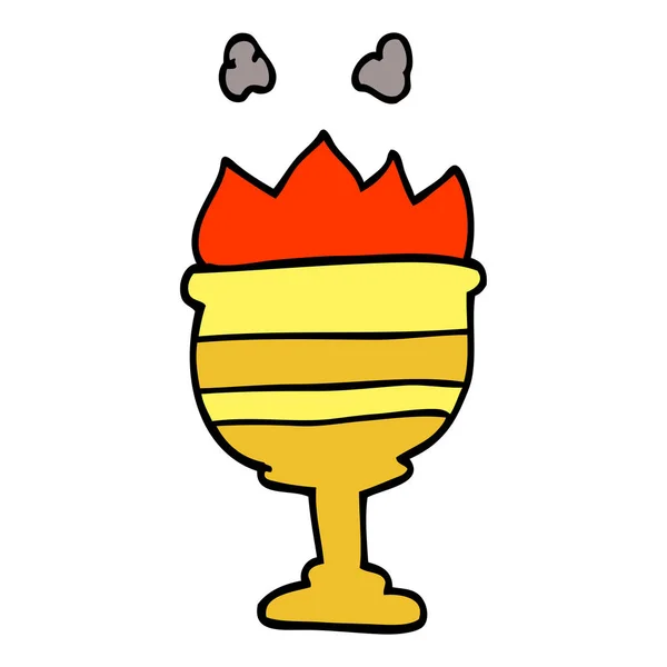 Cartoon Doodle Flammende Goldene Tasse — Stockvektor