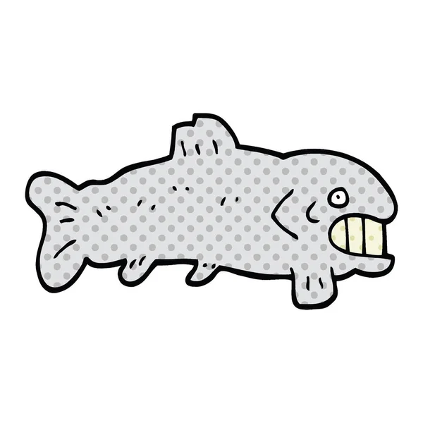 Comic Book Style Cartoon Large Fish — стоковый вектор