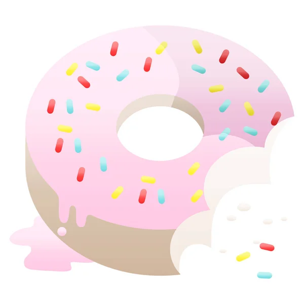 Bitten Frosted Donut Graphic Vector Illustration Icon — Stock Vector