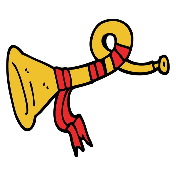 Cartoon Doodle Curled Horn Instrument — Stock Vector