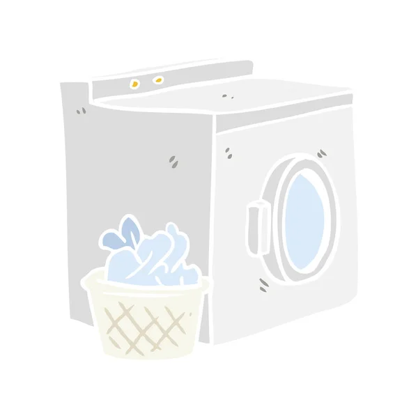 Egale Kleur Stijl Cartoon Wasmachine — Stockvector