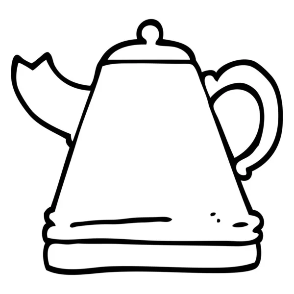 Black White Cartoon Kettle — Stock Vector