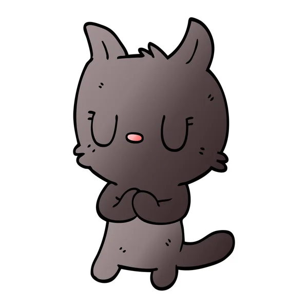 Roztomilý Kreslený Doodle Cat — Stockový vektor
