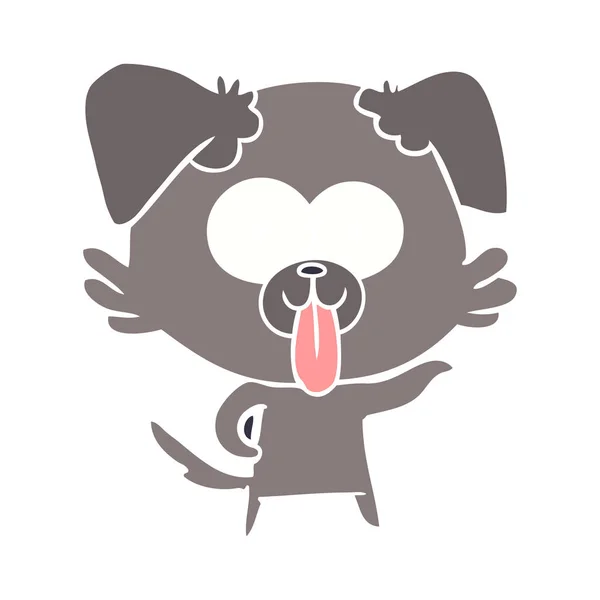 フラット カラー スタイル漫画犬の舌を突き出し — ストックベクタ