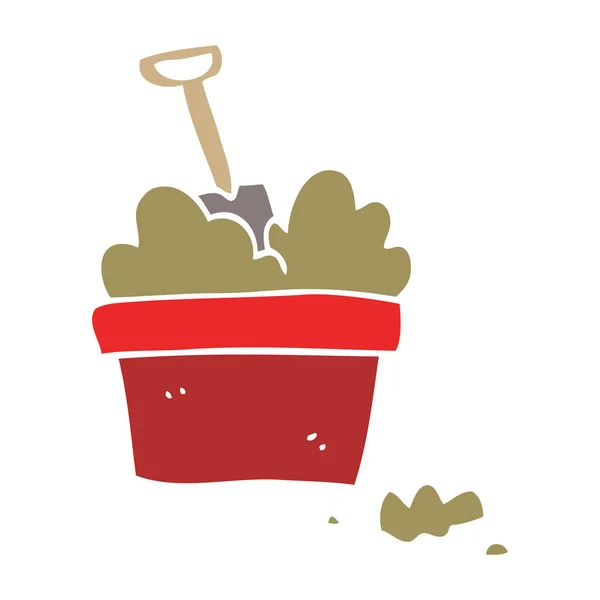 Egale Kleur Illustratie Cartoon Tuinieren Pot — Stockvector