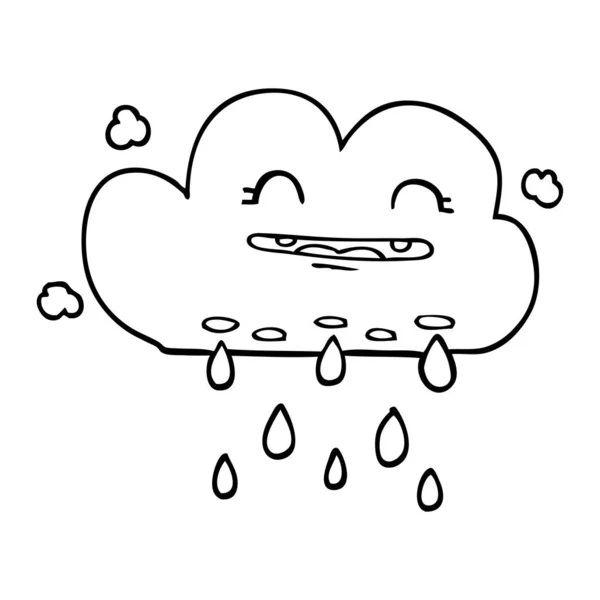 Line Drawing Cartoon Rain Cloud — Stock Vector