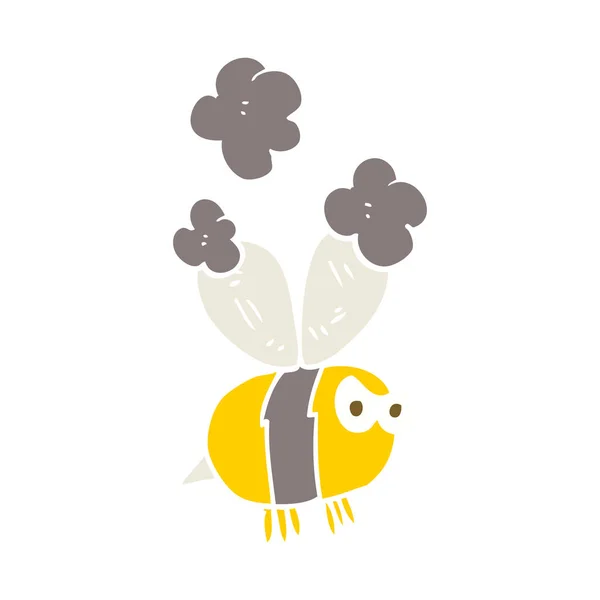 Flat Color Illustration Angry Bee — Stock Vector