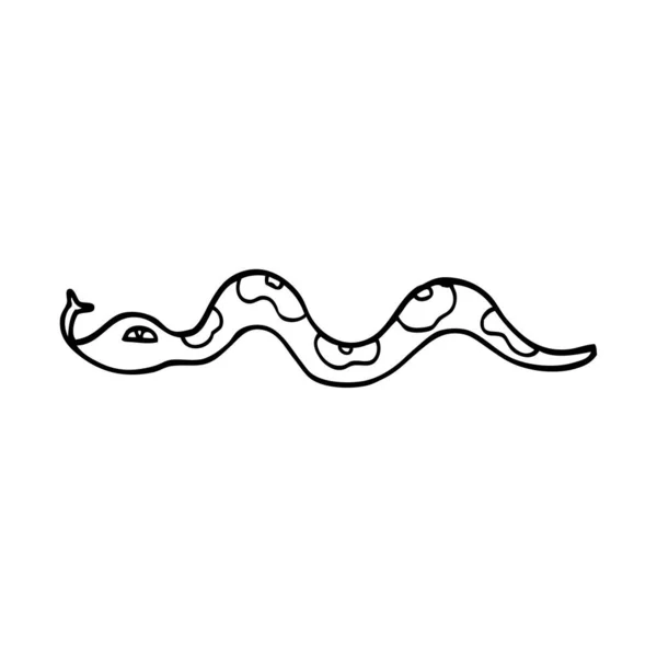 Línea Dibujo Dibujos Animados Serpiente — Vector de stock