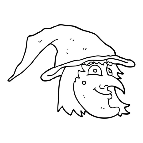 line drawing cartoon happy witch