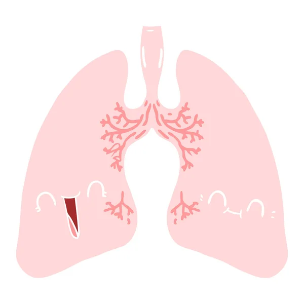 Flat Color Style Cartoon Lungs — Stock Vector