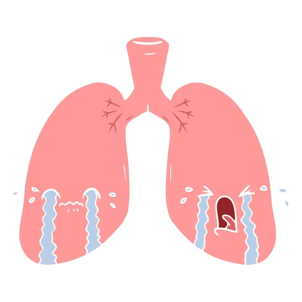 Plat Couleur Style Dessin Animé Poumons Pleurer — Image vectorielle