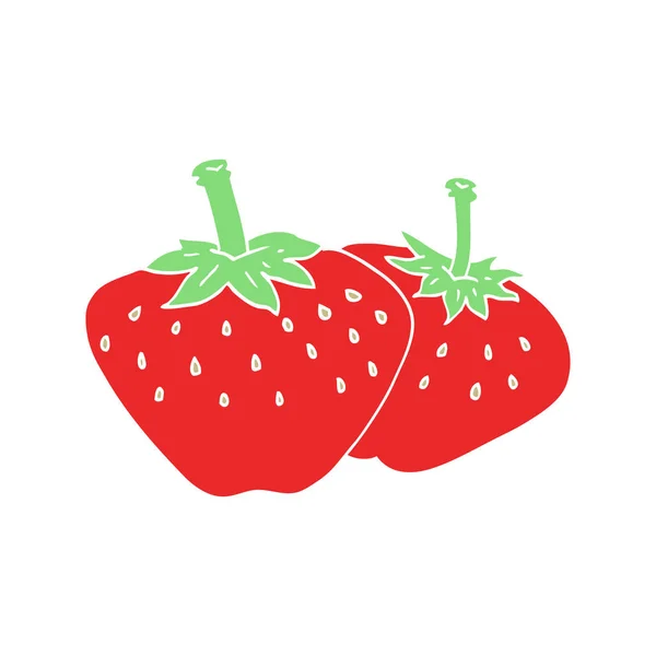 Plat Couleur Style Dessin Animé Fraise — Image vectorielle