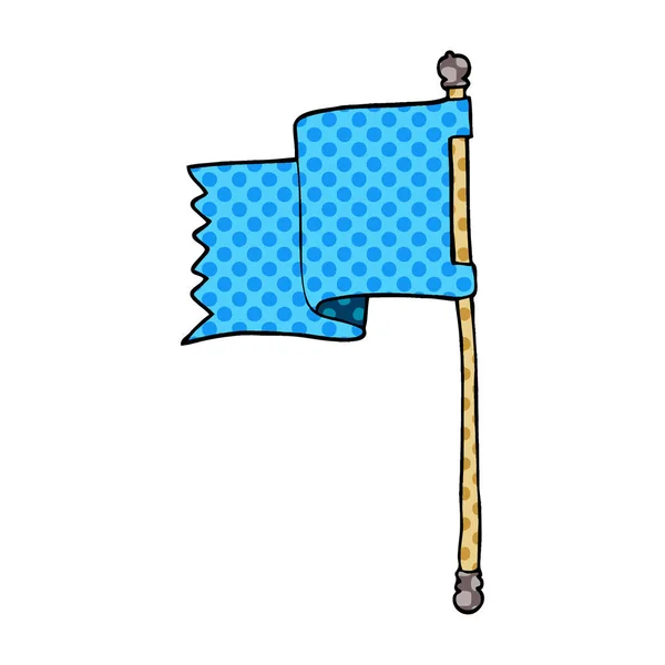 Cartoon Doodle Blue Flag — Stock Vector