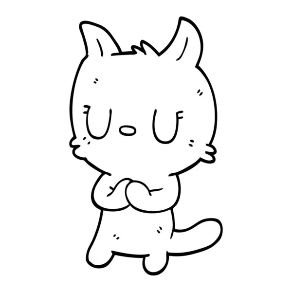 かわいい線画漫画猫 — ストックベクタ