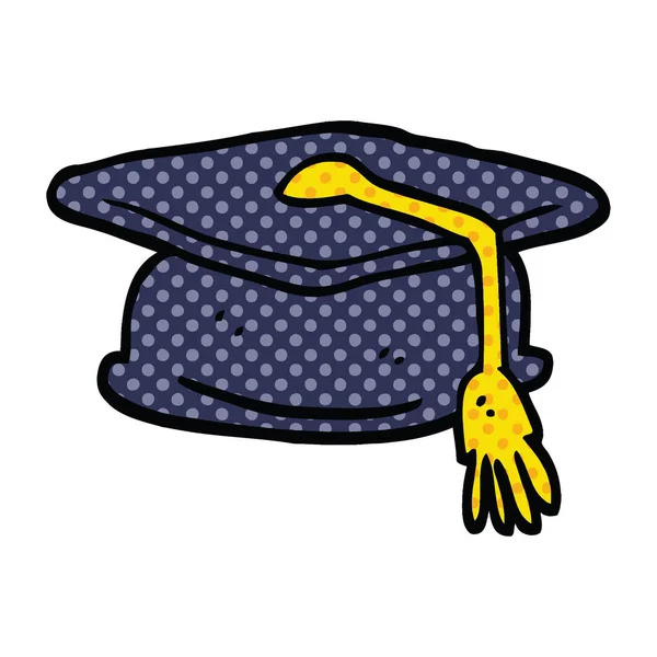 Comic Book Style Cartoon Graduation Hat — Stock Vector