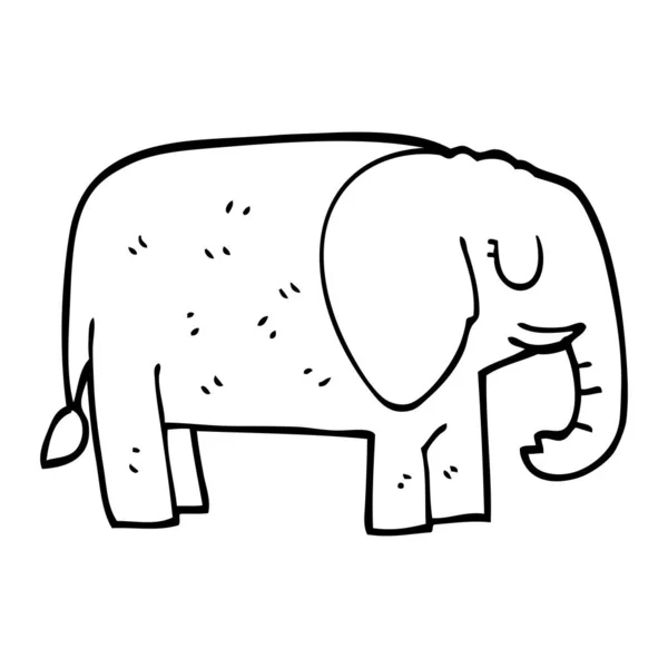 Lijntekening Cartoon Olifant Stilstand — Stockvector