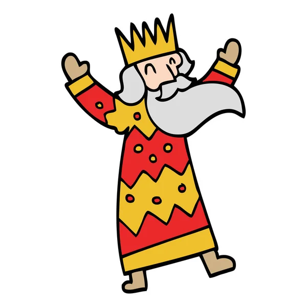 Cartoon Doodle Jolly King — Stock Vector