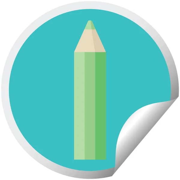 Green Coloring Pencil Graphic Vector Illustration Circular Sticker — Stock Vector