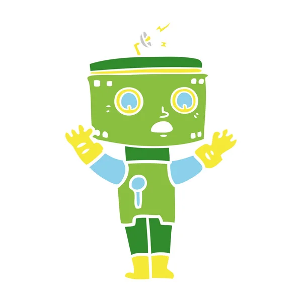 Flat Color Style Cartoon Robot — Stock Vector