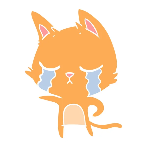 Pleurer Couleur Plate Style Dessin Animé Chat Pointant — Image vectorielle