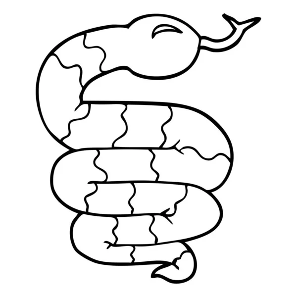 Linea Disegno Cartone Animato Serpente — Vettoriale Stock