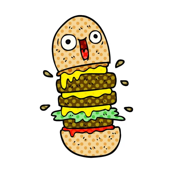 Grafické Cartoon Doodle Burger — Stockový vektor