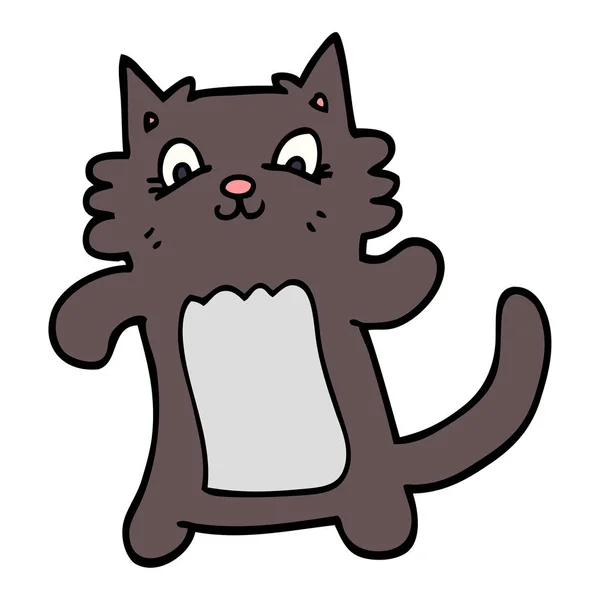 Dibujos Animados Garabato Feliz Gato — Vector de stock