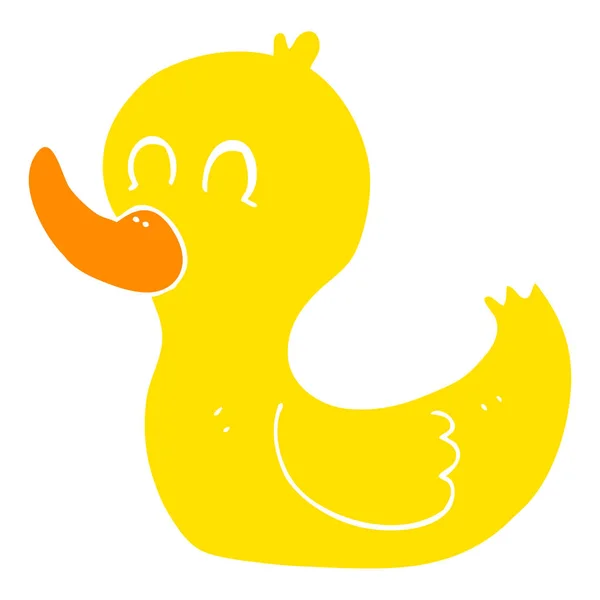 Flat Color Illustration Cute Duck — Stock Vector
