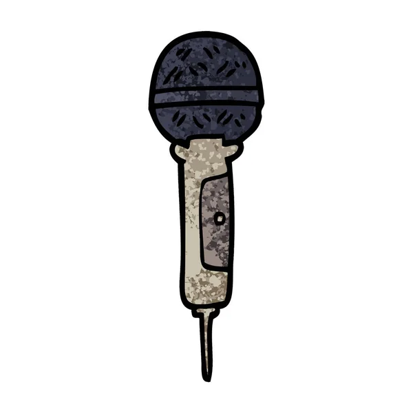 Grunge Textura Ilustración Dibujos Animados Micrófono — Vector de stock